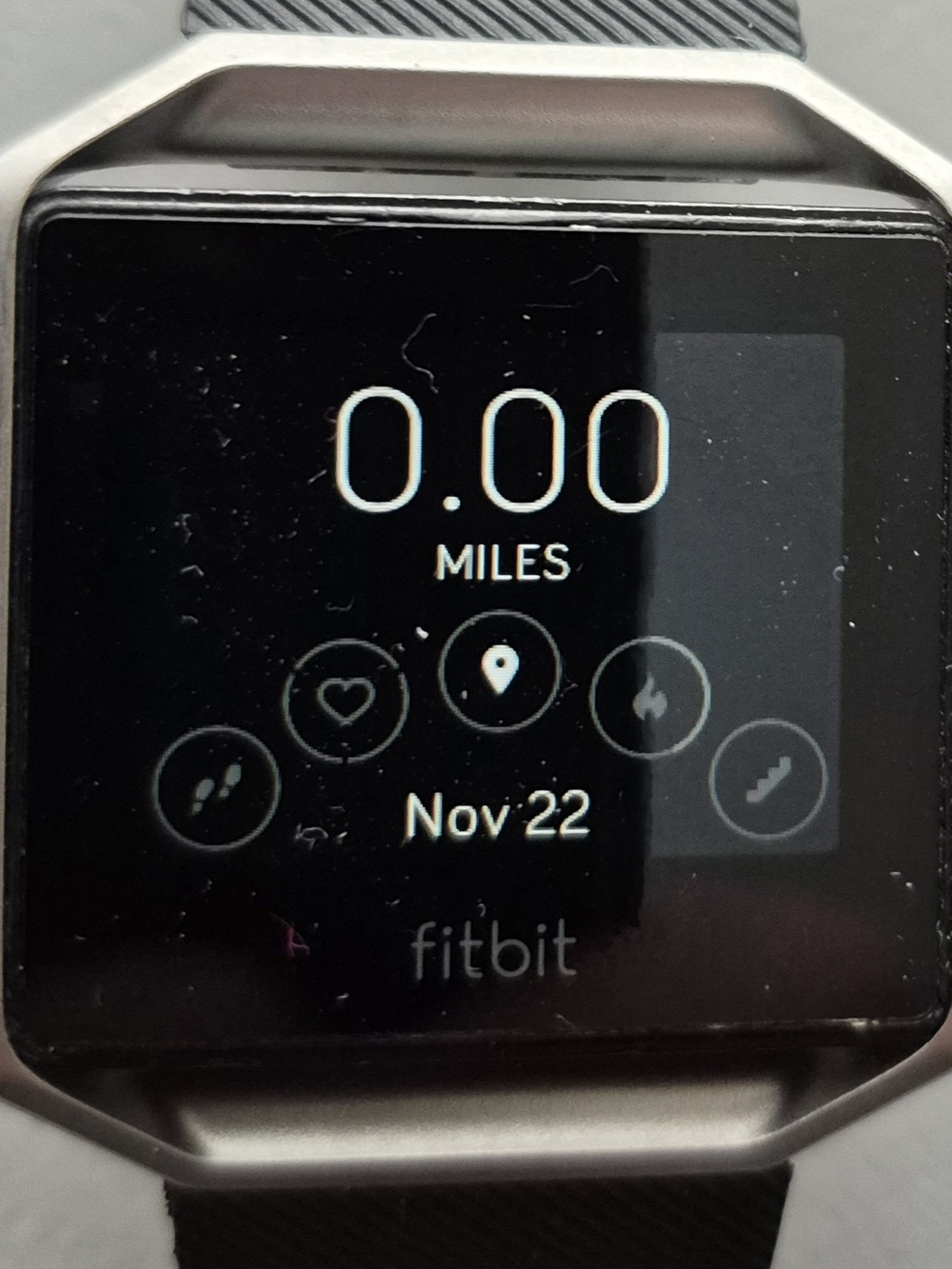 fitbit Versa smartwatch in black with silver case